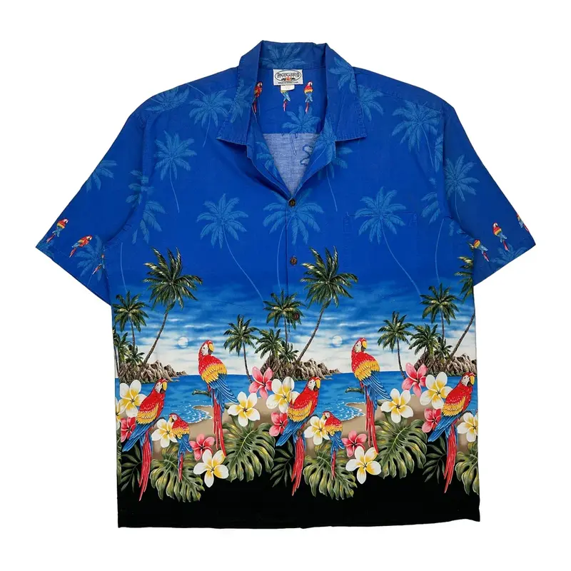 Pacific Legend Hawaiian Shirt - 2XL Blue Cotton