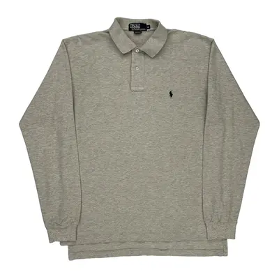 Polo By Ralph Lauren Long Sleeve Polo Shirt - Medium Grey Cotton