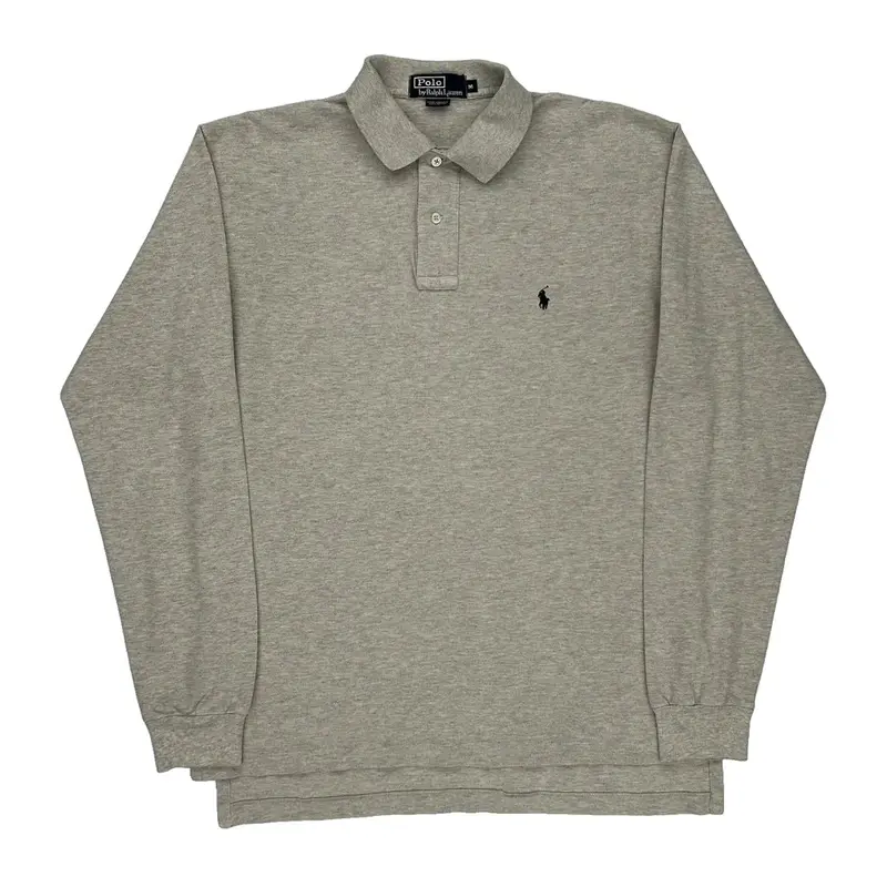 Polo By Ralph Lauren Long Sleeve Polo Shirt - Medium Grey Cotton