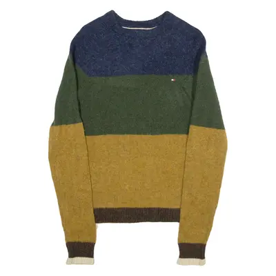 TOMMY HILFIGER Mens Patterned Jumper Blue Tight Knit S