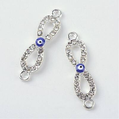 Alloy Rhinestone Evil Eye Links connectors