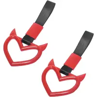 2Count Devil Heart Handle Ring, Rear Bumper Warning Grab Handles Ring for Cars, Car Handle Strap Drift Charm, Auto Interior E...