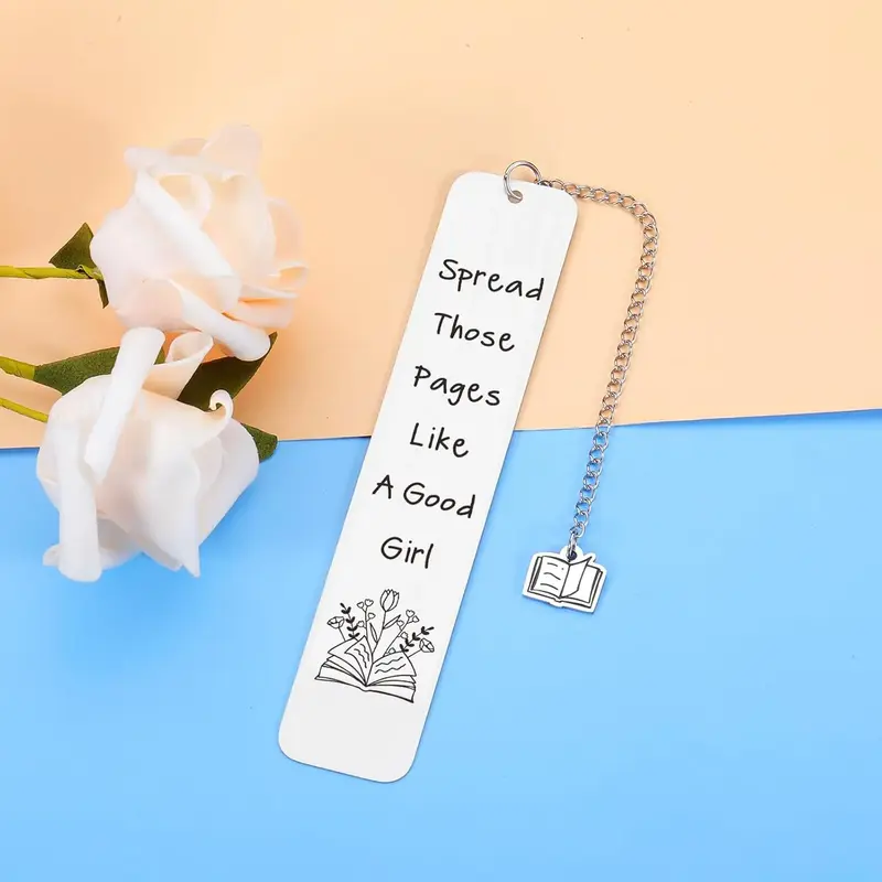 Stainless Steel Bookmark, 1 Count Letter Pattern Book Mark with Chain, Reading Bookmark, Book Accessories, Bookworm Gift, Boo...