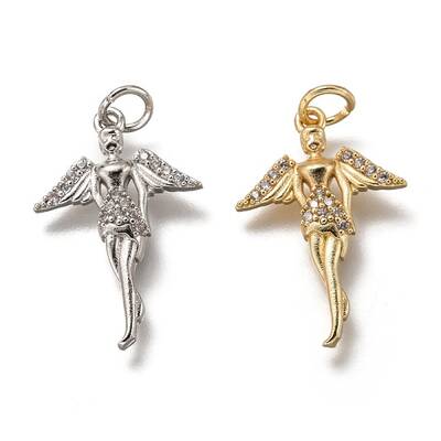 Brass Micro Pave Clear Cubic Zirconia Pendants