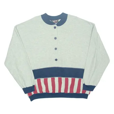 CARLTON FASHIONS Mens Sweatshirt Grey Button Neck USA XL