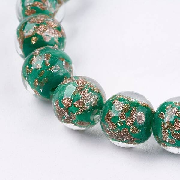 Handmade Gold Sand Lampwork Beads