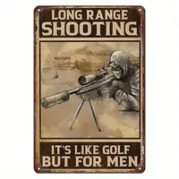 Retro Metal Tin Sign - Long Range Shooting It's Like Golf But For Men - Wall Decor - For Home & Man Cave - Perfect Gift for H...
