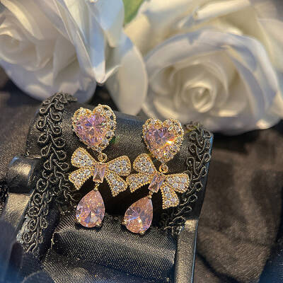 Bowknot Brass Micro Pave Cubic Zirconia Stud Earrings