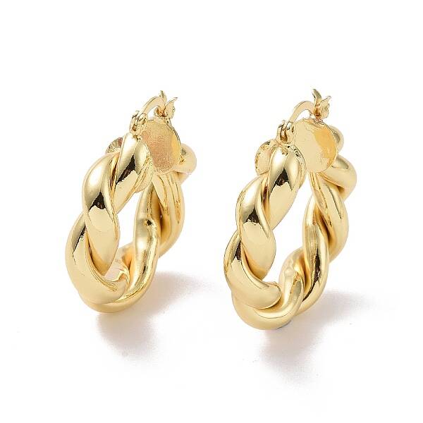 Rack Plating Brass Twist Rope Thick Hoop Earrings for Women