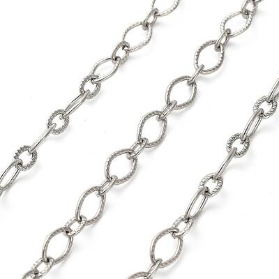 304 Stainless Steel Textured Oval Link Chains