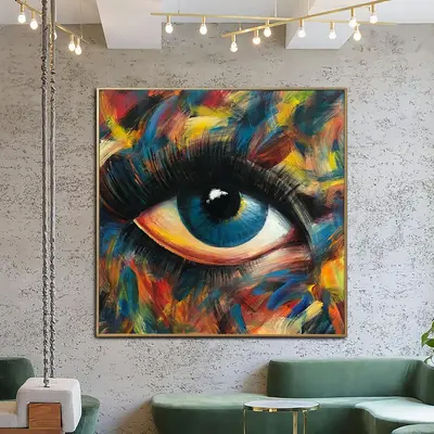 Large Colorful Eye Paintings On Canvas Original Abstract Fine Art Expressionist Painting Textured Vivid Art Handmade Art Wall...