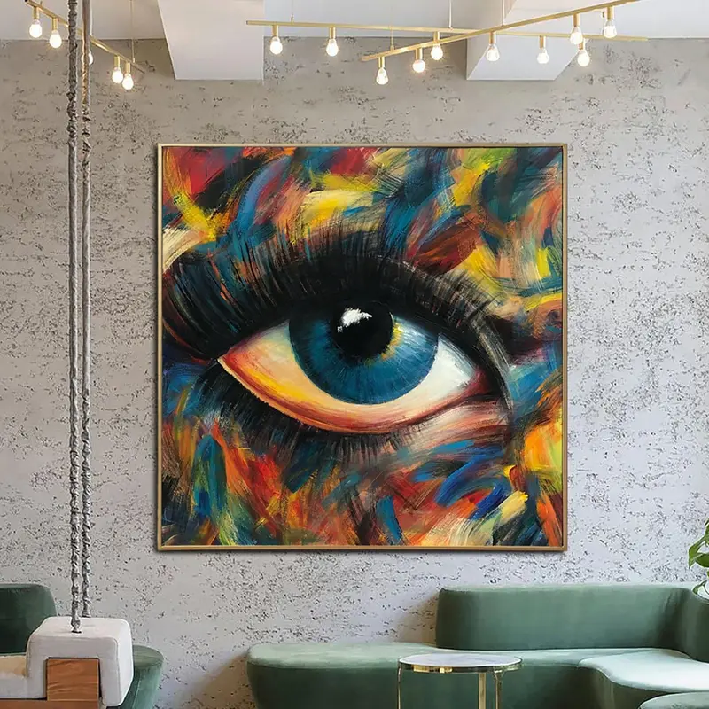 Large Colorful Eye Paintings On Canvas Original Abstract Fine Art Expressionist Painting Textured Vivid Art Handmade Art Wall...