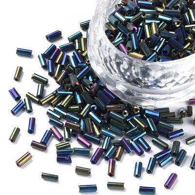 Metallic Colours Glass Bugle Beads