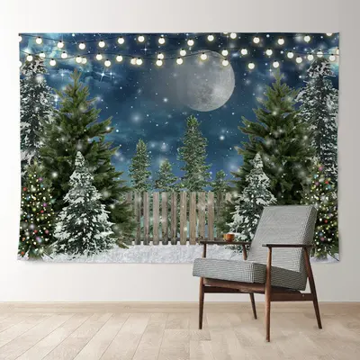 Aperturee Snowy Winter Xmas Trees Merry Christmas Backdrop