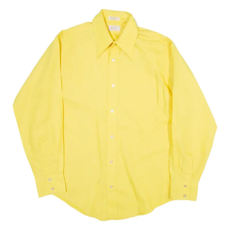 NORRIS Mens Plain Shirt Yellow Long Sleeve M