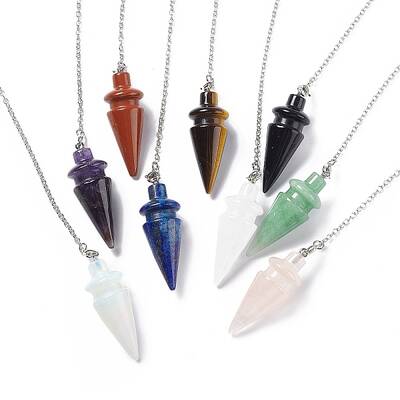 Mixed Gemstone Pointed Dowsing Pendulums
