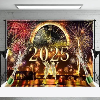 Aperturee Pyrotechnic Countdown 2025 New Year Party Backdrop - Aperturee