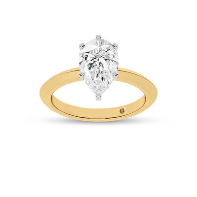 Prism  Knife Edged Four Prong Pear Shape Lab Grown Solitaire Diamond Ring | Yellow Gold 1 - 4 CT. TW.