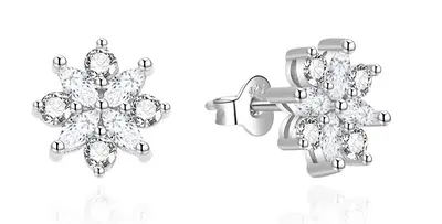 Agato Silver earrings with zirconia snowflakes AGT-E156PW