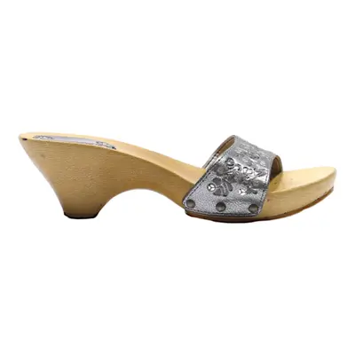 GRENDHA Mule Heels Silver Synthetic Womens UK 7