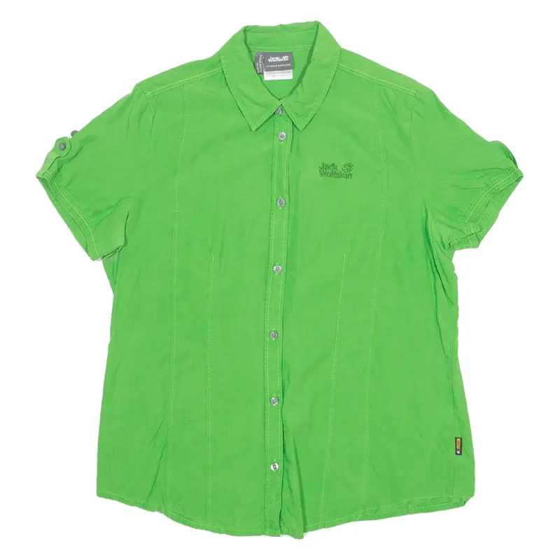 JACK WOLFSKIN Slim Fit Womens Plain Shirt Green UK 16
