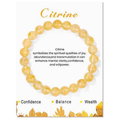 Natural Yellow Quartz Beaded Stretch Bracelets