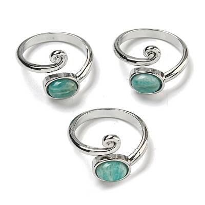 Natural Amazonite Adjustable Rings