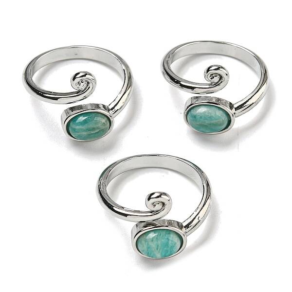 Natural Amazonite Adjustable Rings