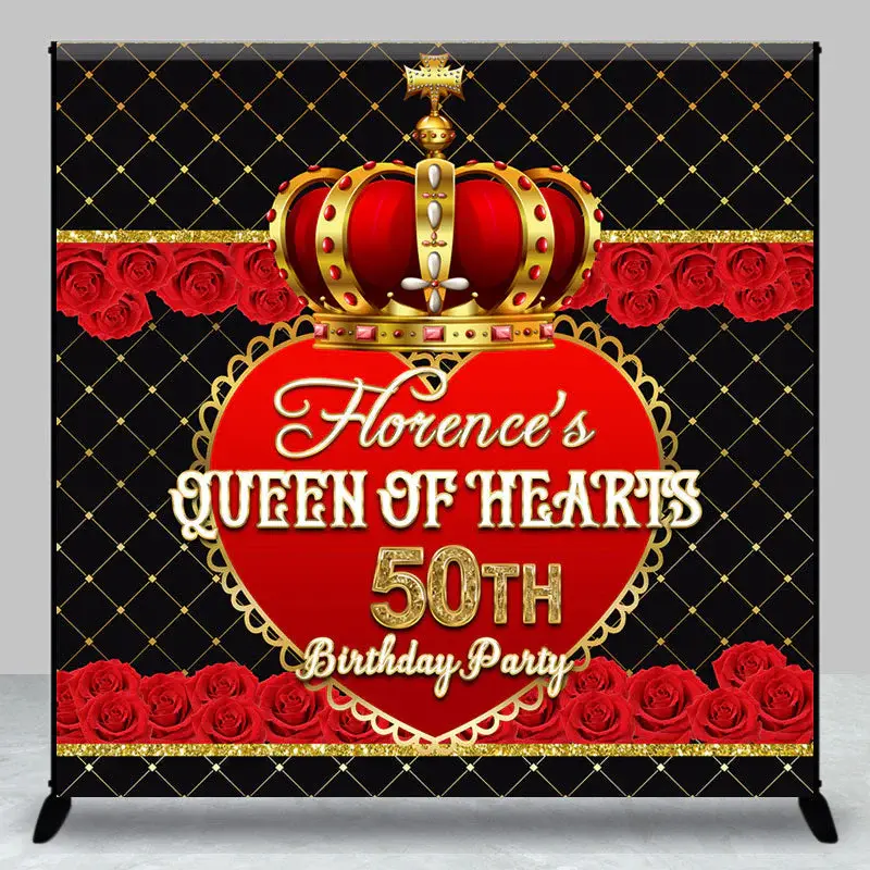 Aperturee Royal Red Crown Rose Custom 50th Birthday Backdrop - Aperturee
