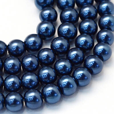 Baking Painted Pearlized Glass Pearl Round Bead Strands