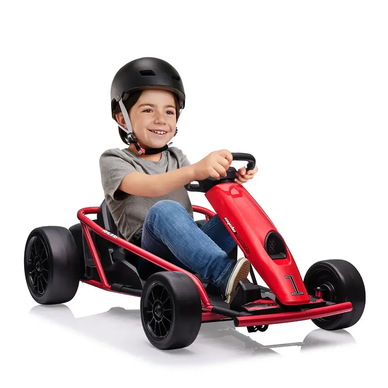 Garvee Ride G Series 24V Go Kart for Kids 8-12, 300W*2 Motors, 9Ah Battery, 8MPH Speed, Music, Horn, 175lbs Max Load - Red