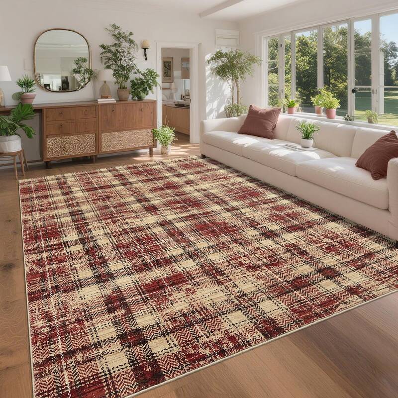 Garvee Abstract Living Room Rug 9x12 - Modern Washable Soft Thin Area Rug for Bedroom Under Dining Table - Non Slip Large Are...