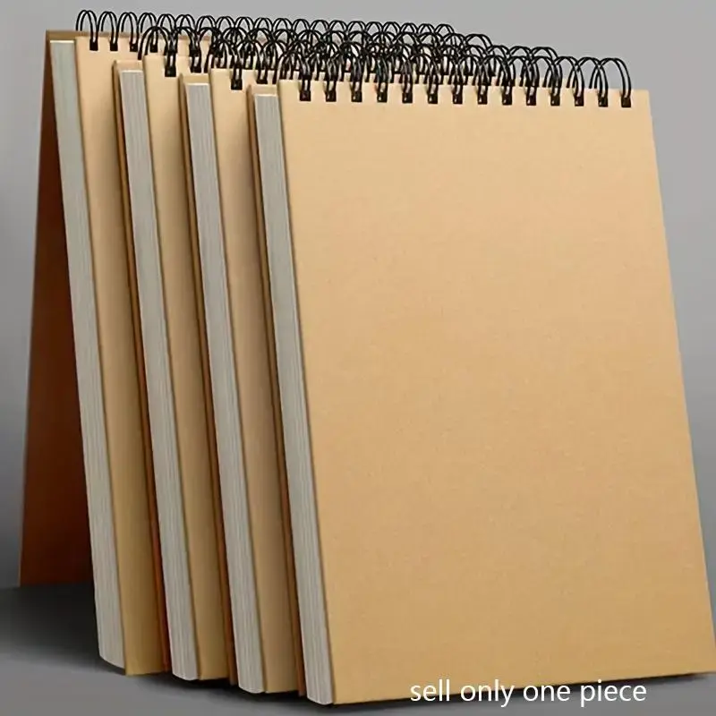 Top Spiral Bound Sketchbook, 1 Count Kraft Cover Acid-free Art Sketchbook, Art Drawing Letter Paper for Children & Adult Begi...