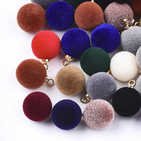Flocky Acrylic Charms with Brass Findings