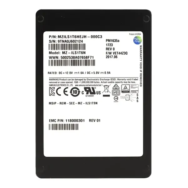 MZ-ILS1T6N Samsung Enterprise PM1635a Series 1.6TB Multi-Level Cell SAS 12Gb/s Mixed-Use 2.5-Inch Solid State Drive