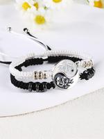 Yinyang Charm Braided Bracelet, Beaded Decor Pull Adjustable Bracelet, Unisex Jewelry for Party, Daily Clothing Decor, Trendy...
