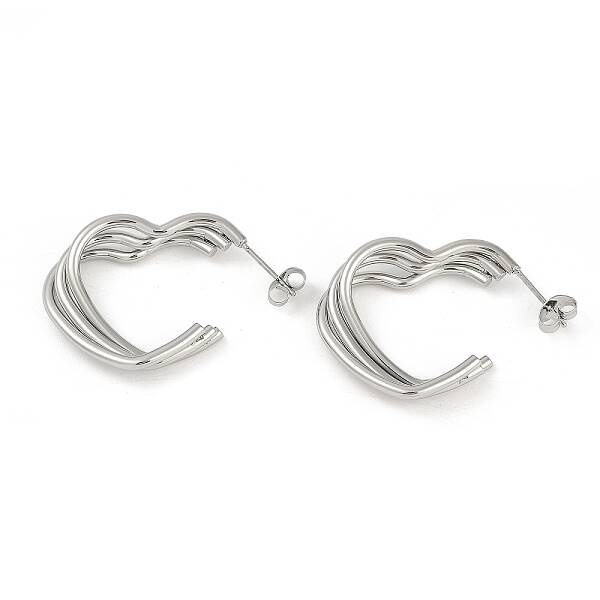 201 Stainless Steel Split Stud Earrings for Women