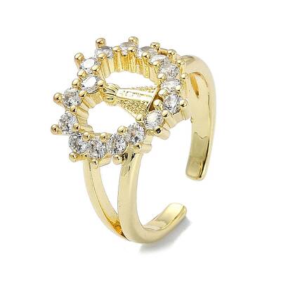 Brass with Cubic Zirconia Open Cuff Ring