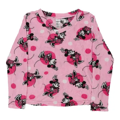 Minnie Mouse Pyjama Top Disney Cartoon Fleece - Small Pink Polyester | Size: small