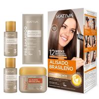 Kativa Brazilian Straightening Kit, 12 Weeks of Home Use Professional Straightening, with Organic Argan Oil, Shea Butter, Ker...