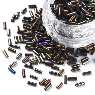 Metallic Colours Glass Bugle Beads