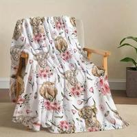 Highland Cow Pattern Blanket, 1 Count Soft Lightweight Throw Blanket, Cool Bedroom Bedding Blankets, Air-conditioned Room Bla...