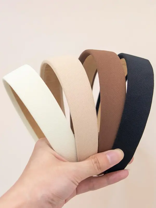 4pcs Women's Simple Plain Color Wide Band Hair Hoop, Minimalist Solid Headband, Casual Versatile Hair Accessories For Daily U...