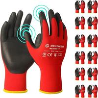 Schwer 12 Pairs Ultra-Comfort Safety Work Gloves MicroFoam Nitrile Coated, Seamless Knit Nylon Glove for Men and Women, Abras...