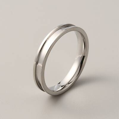 201 Stainless Steel Grooved Finger Ring for Men Women