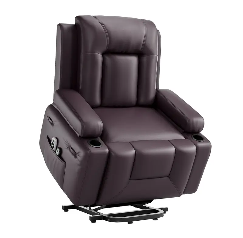 Garvee Power Lift Recliner Chair with Heat & Massage, Adjustable 3 Positions & Cup Holders, PU Leather Electric Lift Chair De...