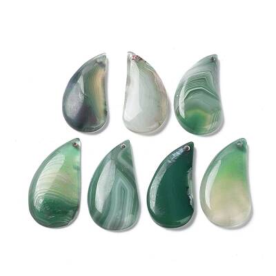 Dyed & Heated Natural Green Agate Pendants