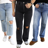 Wide Leg Tummy Control Denim Jeans by RFM for Women