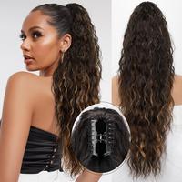 MONIXI Claw Long Wavy Ponytail Extension Black Brown 30\