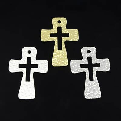 Hammered Cross Alloy Pendants
